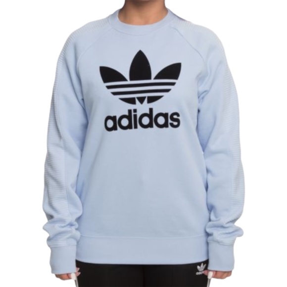 Adidas Crew Neck Long Sleeves Periwinkle Trefoil Sweatshirt Women's Size XS - Picture 2 of 10